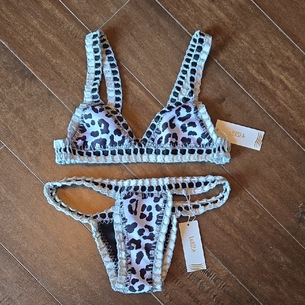 Brand New With Tags LUXSEA Zebra Print Bikini Set Womens Size Small
